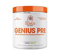 Genius Pre Workout – All Natural Nootropic Preworkout Powder & Caffeine-Free Nitric Oxide Booster with Beta Alanine and Alpha GPC - Focus, Energy and Muscle Building Supplement, Grape Limeade, 338G