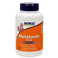 NOW Supplements, Melatonin 5 mg, Free Radical Scavenger*, Healthy Sleep Cycle*, 180 Veg Capsules