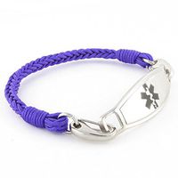 Braided Medical Alert ID Bracelet - Custom Engraving Included -Fun, Modern & Casual - Grape