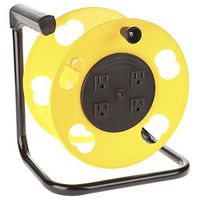 Bayco SL-2000PDQ 4 PLUG CORD REEL, Yellow & Black