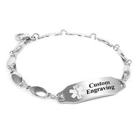 My Identity Doctor - Custom Engraved Medical Bracelet - 316L Steel Drop 4mm - White - Wrist Size 8.5 Inch