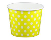 Black Cat Avenue Paper Ice Cream Cups, Polka Dot, Yellow, 12 Ounce, 50 Count