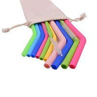 Reusable Straws Silicone Drinking Straws FDA and LFGB Approved 10 pcs 10" Extra Long Regular Size for 30/20oz Yeti/Ozark/Rtic Tumblers+2Pcs Brushes+ 1 Linen Pouch