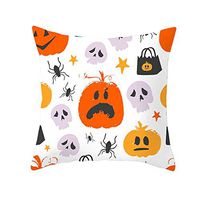 CCatyam Halloween Pillow Covers Owl Crow Pumpkin Skull Throw Pillow Covers Halloween Cushion Covers 18"x18"