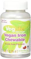 VegLife Iron Vegan Chewable Tablets, 18 mg, Berry, 60 Count