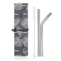 Stainless Steel Reusable Metal Straws -Portable Food Grade 4 Pack 8.5 inch