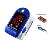 Pulse Oximeter Fingertip, Blood Oxygen Saturation Monitor for Pulse Rate with Lanyard (Blue) - with AAA Batteries