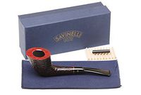 Savinelli Italian Tobacco Smoking Pipes, Roma Rusticated Black 904 KS 6mm