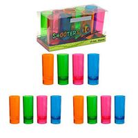 Premium Neon Color Shooter Shot Glasses 2 oz. tall & Durable Heavy Plastic for parties 30 count. Disposable or reusable (30 Pack)