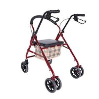 Seat & Roller Bar Covers Walker Folding for Easy Carrying Handrail with Handbrake Patient Rehabilitation Walker 4 Wheel Scooter Seniors Grocery Shopping Cart (Color : Red, Size : 9179cm)