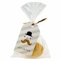 Flat Cellophane Bags with Mustache Man Just for You Gift Tags for Gift Packaging, Pack of 48 (10x15cm)