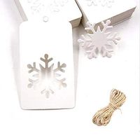 EORTA 100 Pieces Christams Gift Tags with 20 M Twine Kraft Paper Lables Hollowed Snowflake Blank Gift Message Cards Christams Tree Hanging Decoration for DIY Art Craft Party Holiday, White