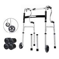 Adjustable Walker Aluminum Alloy with Wheels and Non-Slip for Elderly, Seniors, Handicap, Disabled Max Bearing Weight 180kg(400 lbs)
