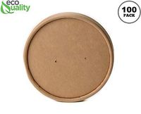 115mm Vented Lids for Kraft Paper Soup Containers [100 PACK] - Fits 26oz, 32oz EcoQuality Ice Cream Containers, Frozen Yogurt Cups, Restaurant, Microwavable, Take out, Food Storage, Recyclable