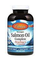 Carlson - Salmon Oil Complete, 700 mg Omega-3s + Astaxanthin, Cardiovascular Support, Brain Function & Joint Health, Norwegian, 240 Softgels