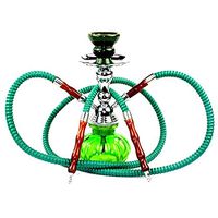 Hookah 2 Hose Set Glass Water Vase Tobacco Bong Smoking Shisha Pipe Hookah Green Color