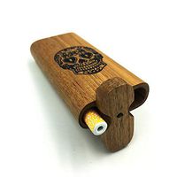 Raw Natural Wood stash Box with 1 Bats and Cleaning Tool fits in Pocket (Skull)