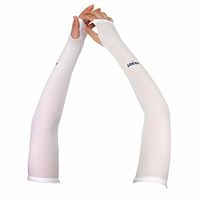 Compression Arm Sleeve for Men Women Youth - UV Sun Protection Sleeves Hand Cover Style with Thumb Holes - Cooling Aqua X Extreme Soft Skin Touch Feeling Fabric - for Running in Summer 1 Pair White L
