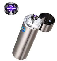 USB Electric Triple Arc Lighter Three Safety Insurance Lighter Windproof Flameless Lighter- Rechargeable Lighter Best Gift for Smoker (Silver)