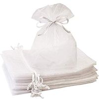 100pcs Drawstring Organza Gift Bags Wedding Favor Bag Jewelry Poches (White)