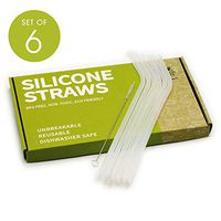 Andcolors Silicone Straws Set re-useable and Environmentally Friendly Easy to Clean with Included Cleaning Brush 100% BPA Free Food Grade Silicone Dishwasher Safe (Set of 6) (Regular)