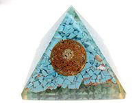 Jet Energized Turquoise Flower of Life Orgone Pyramid Ions Generator 2.5 inch Natural Charged EMF Harmonizer Energy Chakra Gemstone Jet Crystal Image is JUST A Reference