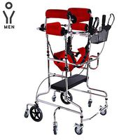 Trjyr Walker- Foldable Lightweight Standing Walker/Toilet Seat, Adjustable 8 Wheels Walk Aid Equipped for Disabled/Elderly Stroke Hemiplegic Rehabilitation Handicap Lower Limb Trainer