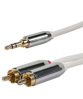 FYL 10 FT 3.5 mm Auxiliary Aux Plug to 2-RCA L R Jacks Gold Plated Audio Cable White