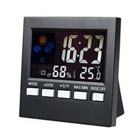 RTYUU Digital LCD Display Temperature and Humidity Meter Thermometer Hygrometer,with Time Weather Station Voice Control Alarm Clock Accurate Monitor Indoor for Home Office Comfort