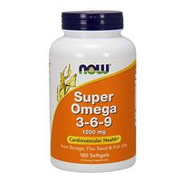 NOW Supplements, Super Omega 3-6-9 1200 mg with a blend of Fish, Borage and Flax Seed Oils, 180 Softgels