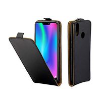 JUNXI Phone case Phone Cover Business Style Vertical Flip TPU Leather Case with Card Slot for Huawei Honor 8C(Black) Shockproof (Color : Black)