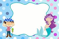 30 Blank Cards Invitations Thank You Cards Mermaid Pirate Girl Birthday Party + 30 White Envelopes