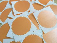 Minilabel 64mm Serrated Edge , Certificate Wafer Company Seal Labels , Stickers For Embossing , Awards & Rewards Orange