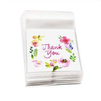 ConStore 100 PCS 10cm Square Floral Thank You Party Favor Treat Bags for Cookies Pink Flower OPP Self Adhesive Mini Candy Packaging Biscuit Roasting DIY Gift Favor bags