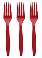 Amcrate Red Disposable Medium Weight Plastic Forks- Ideal for Weddings, Party’s, Birthdays, Dinners, Lunch’s. (Pack of 100)