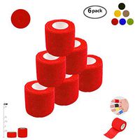 Self Adherent Wrap Tape Medical Cohesive Bandages Flexible Stretch Athletic Strong Elastic First Aid Tape for Sports Sprain Swelling and Soreness on Wrist and Ankle 6 Pack 2Inch X 5Yards(red)