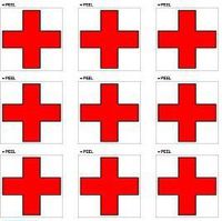 Red Cross On White - Set of 9 - Window Bumper Laptop Stickers 2"x2" Each