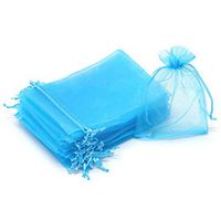 Dealglad 50pcs Drawstring Organza Jewelry Candy Pouch Christmas Wedding Party Favor Gift Bags (3.5x4.5", Lake Blue)