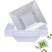 Elegant Disposable Plastic Bowls 120 Pcs - 5 oz Heavy Duty Fancy Square Clear Soup Bowls – Reusable Bulk Party Dessert Cereal Salad Bowls For Wedding, Christmas, Thanksgiving, Birthday & All Occasions