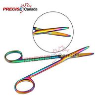 PRECISE CANADA: MULTI TITANIUM COLOR RAINBOW METZENBAUM SCISSORS 5.5" STRAIGHT STAINLESS STEEL