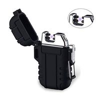 Waterproof Double arc Lighter, USB Rechargeable Portable Windproof and fireless Plasma Camping igniter (Black)