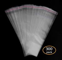 Hapy Shop 300 PCS Pretzel Bags 2 x 11 INCH Self Adhesive Food Safe Bag Clear Plastic Bag Flat Treat Bags Party Favor Goody Candy Cookies Candles Gift Treat Bags