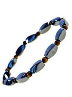 Beautiful Magnetic Black Hematite & Tiger Eye Gemstone Bracelet -Good for Healing, Increases Energy, Arthritis Pain Relief Suits Both Men & Women by PURPLE WHALE