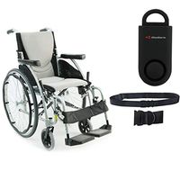 Karman S-Ergo 115 Ultra Lightweight Ergonomic Wheelchair | Seat Size 16" X 17" | Swing Away Footrest | Quick Release Wheels in Silver & Free 130 dB Black Safety Alarm! + Black Belt!