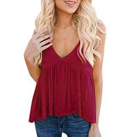 Kiminana Boho Blouse,Women Women Solid Tank T-Shirt Sleeveless Casual V-Neck Tops Blouse Vest Red