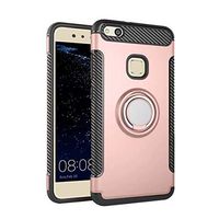 Shell for Huawei P10 Plus case, TPU + PC Double Protective Cover Carbon Fiber Non-Slip Compatible Magnetic car Phone case Millet for Huawei P10 Lite (Rose Gold, Huawei P10 Plus)