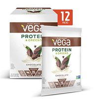 Vega Protein and Greens Chocolate, Plant Based Protein Powder, Keto-Friendly, Gluten Free, Non Dairy, Vegan, Non Soy, Non GMO (Each 12 Count of 1.1 oz) 13.8 oz