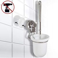 Toilet Bowl Brush and Holder – Suction Cup Scrubber – Ultra-Sturdy and Practical – Modern and Elegant Design – Patented Silicone Pad for Easy Installation – Durable Bristles for Hygienic Cleaning