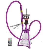 ADMY Hookah Set 45cm Aluminum Alloy mit LED lightm, 9-Hole Ceramic Diffuser, Crystal Glass Bottle, Stainless Steel Downpipe, Shisha Complete Set A03 (Purple)