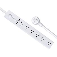 VASTFAFA 6-Outlet Surge Protector Power Strip with 2 Fast Charging USB Port,Desktop Charging Station 4.5 ft Extension Cord for Cruise Ship, Dorm Room Multi Plug Extender (White)